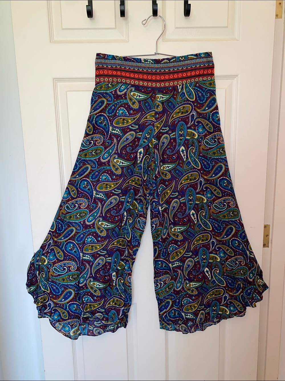 Thai Wide Leg Paisley Yoga Palazzo Pants